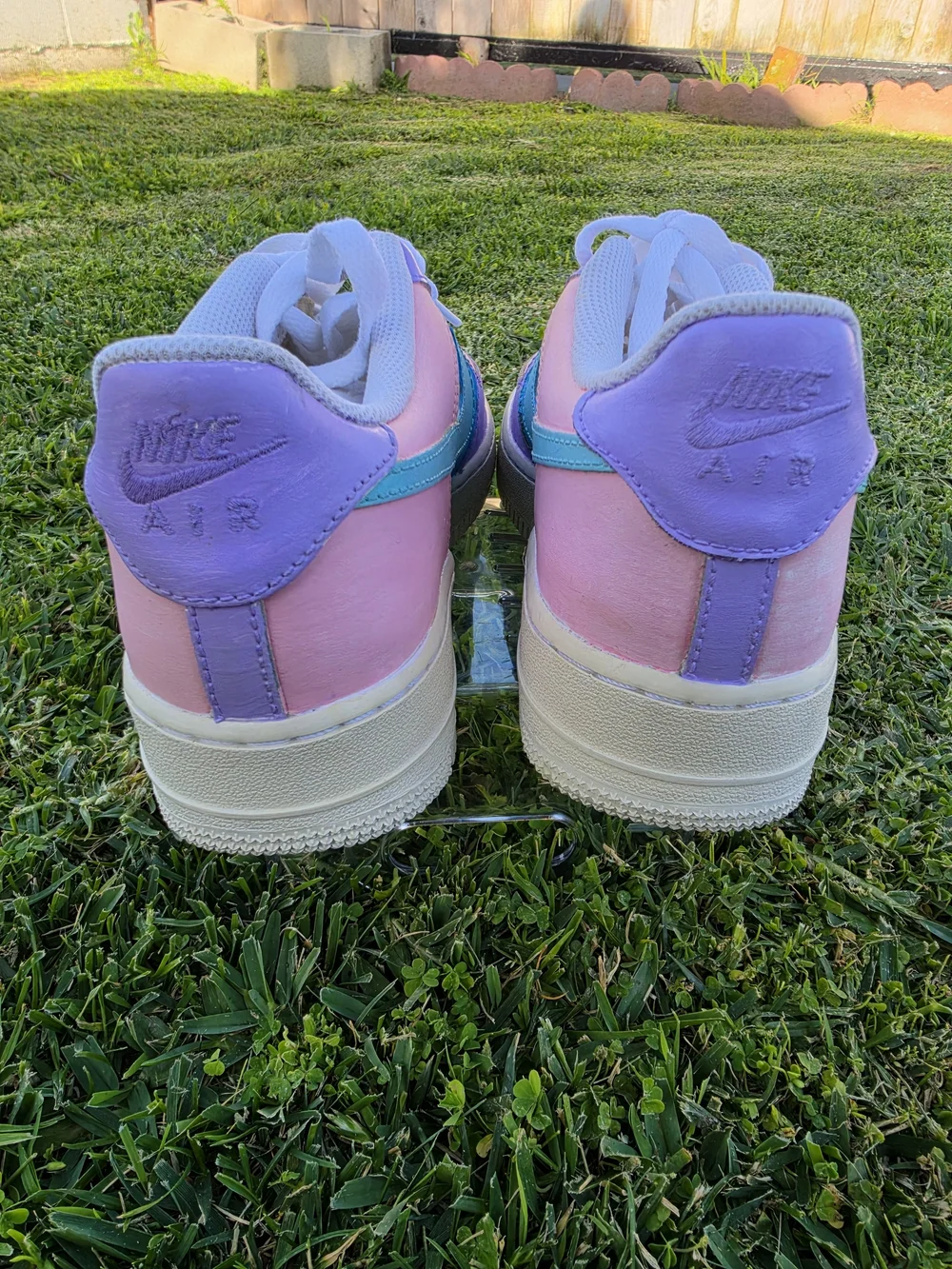 Nike Air Force 1 Custom Shoes Pastel Paradise Easter Green Blue Unisex Size 7Y - Picture 4 of 7
